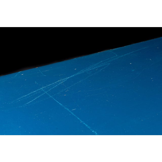 Industrial 1930s Painted Oak Flat File Cabinet in Blue For Sale - Image 3 of 12