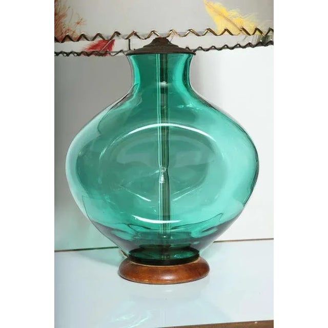 Aqua Winslow Anderson for Blenko "Pinched" Turquoise Art Glass Table Lamp, 1950s Unmarked For Sale - Image 8 of 12