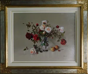 Martina Yeon Original Oil on Canvas"Garden Party" Roses Custom Framed H.Signed