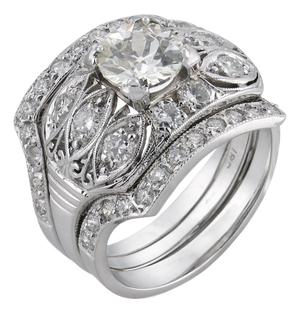 1930s Art Deco Gia Diamond Platinum Engagement Ring, Size 4.25