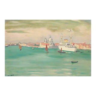 Vintage Venice Seascape Art Print – Italian Coastal Wall Art by Marquet, 54" X 36" For Sale