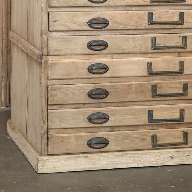 Ecru Antique French Stripped Pine Architect’s Map ~ Blueprint Cabinet For Sale - Image 8 of 17