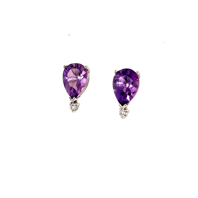 Natural Amethyst Diamond Earrings 14k Gold 3.71 TCW Certified For Sale - Image 4 of 11