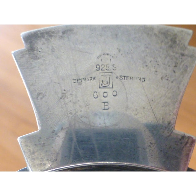 Metal 1930 Georg Jensen Pyramid Sterling Silver on Cup Tea Strainer Teaball & Sterling Rest Harold Nielsen For Sale - Image 7 of 7
