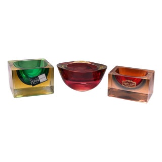 Vintage Murano Sommerso Glass Bowls by Flavio Poli for Seguso, Italy, 1950s, Set of 3 For Sale