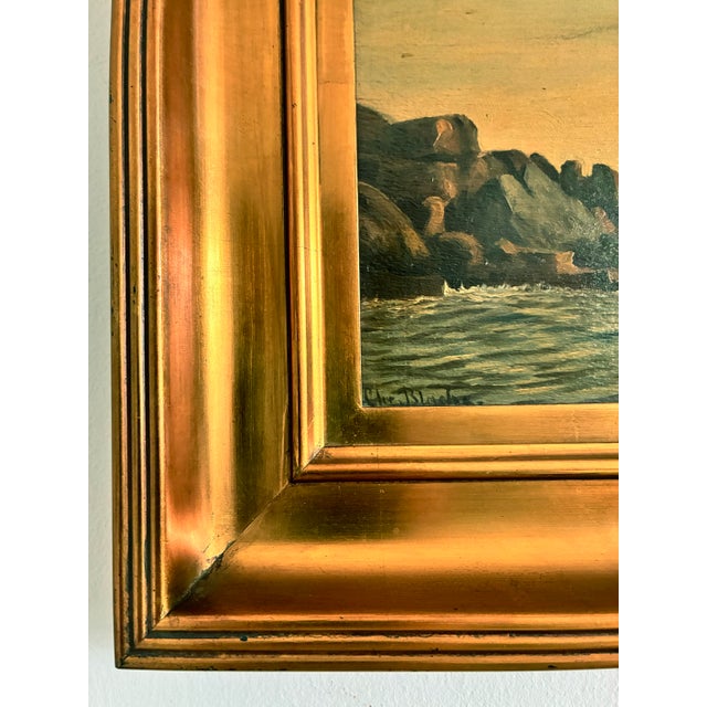 Traditional Antique Signed Sailing Ship Seascape Oil Painting For Sale - Image 3 of 13
