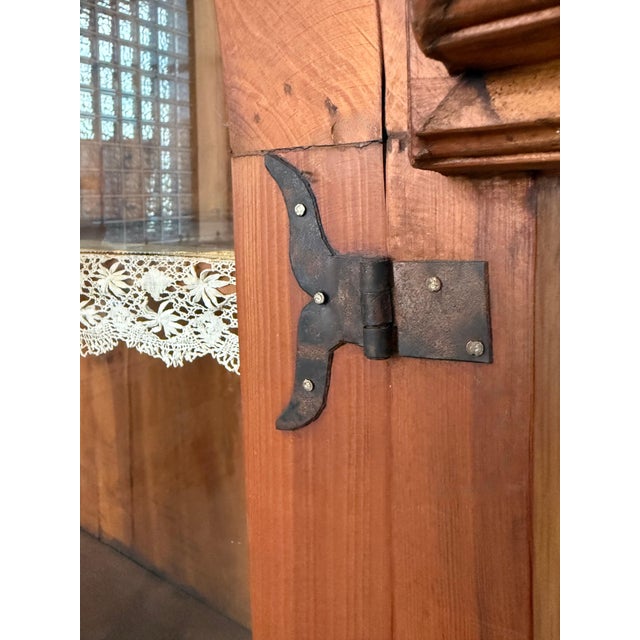 Brown Early 20th Century Rustic Cabinet or Cupboard in Solid Oak with Glass Front For Sale - Image 8 of 18