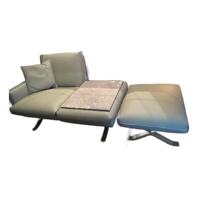 Gamma Arredamenti Modern Armchair With End Table and Matching Ottoman For Sale