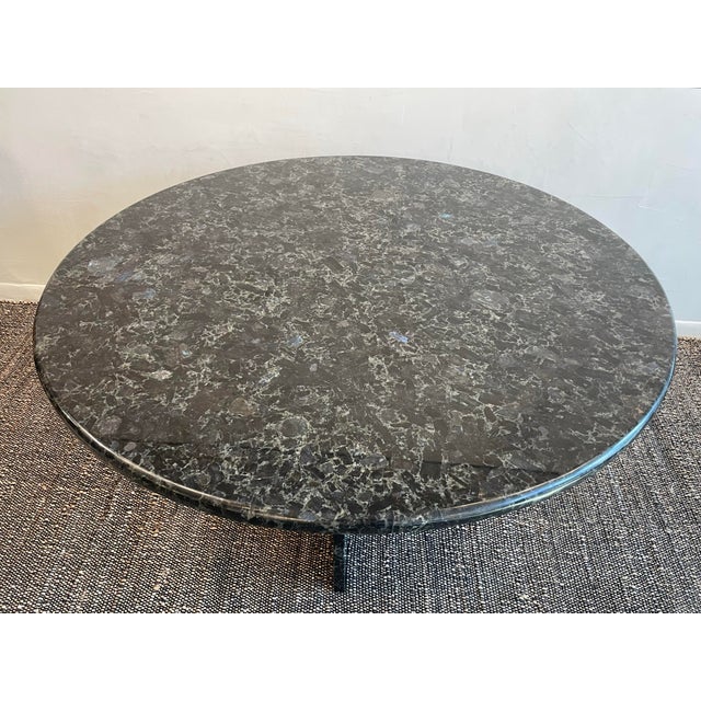 Vintage 1980s Postmodern Black Blue Night Granite Dining Entry Table For Sale - Image 9 of 10