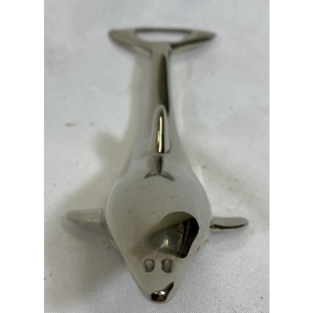 Whimsical Silver Plated Dolphin Bottle Opener From England For Sale - Image 4 of 11