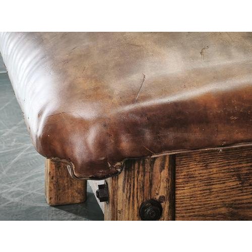 Vintage Czechoslovak Oak and Patinated Leather Gym Bench, 1940s For Sale - Image 4 of 15