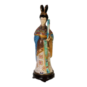 20th Century Chinese Antique Cloisonne Figurine With Musical Instrument