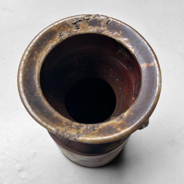 Japanese Bizen Ware Ikebana Vase, 1970 For Sale - Image 9 of 18