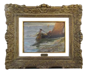 Pietro Fragiacomo, Vela, 1910s, Oil on Board, Framed