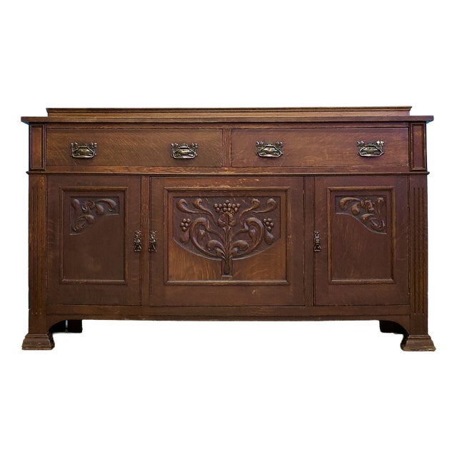 Antique Art Nouveau Oak Sideboard, 1900s For Sale