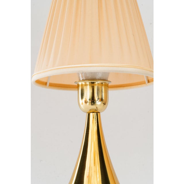 Glass and Brass Table Lamp with Fabric Shade, Vienna, Austria, 1950s For Sale - Image 12 of 14