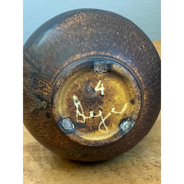 Vintage Brown Glazed Ceramic Vase For Sale - Image 10 of 14