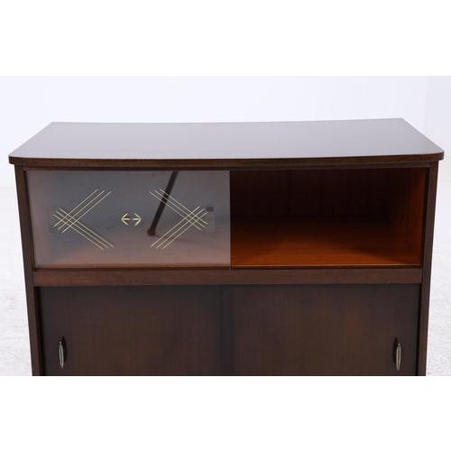 Black Mid-Century Chest of Drawers with Glass Sliding Doors For Sale - Image 8 of 16