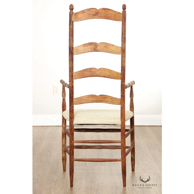 Antique 18th Century Swedish Country Painted Ladderback Armchair For Sale - Image 4 of 13