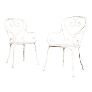 French Garden Chairs with Perforated Seats, 1960s, Set of 2 For Sale