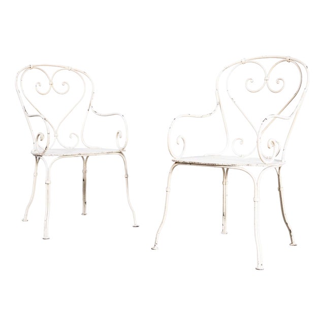 French Garden Chairs with Perforated Seats, 1960s, Set of 2 For Sale