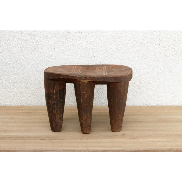 Wood Rugged Brown Vintage Nupe Stool For Sale - Image 7 of 10
