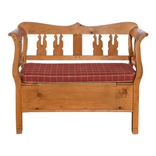 Antique Pine Storage Bench For Sale