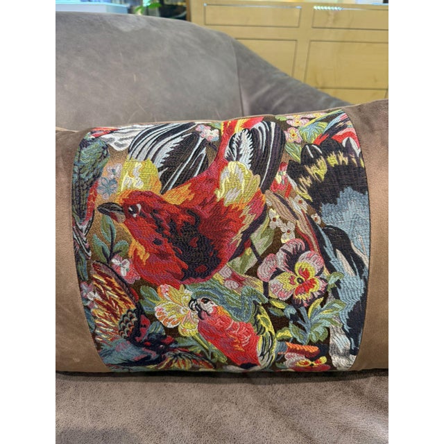 Brown Handmade Mocha Velvet Tropical Cushion Cover For Sale - Image 8 of 15