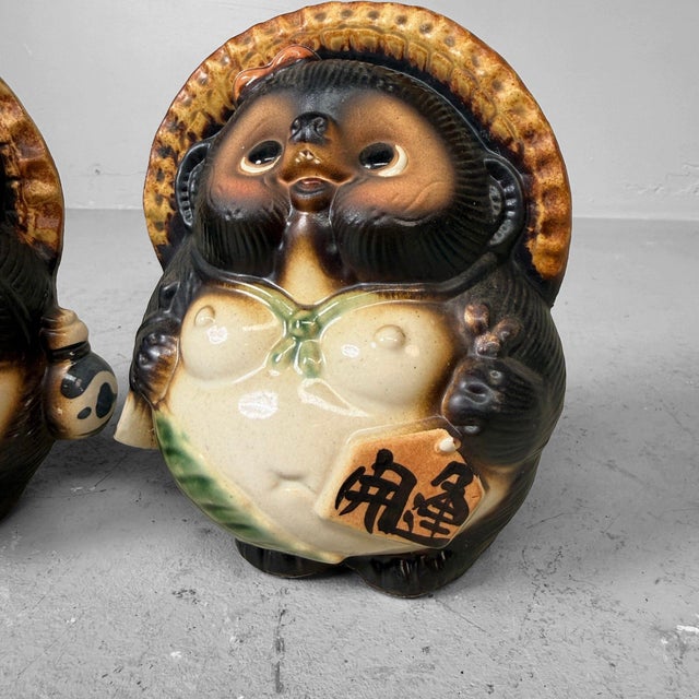 Vintage Japanese Ceramic Tanuki, 1960s, Set of 2 For Sale - Image 11 of 17