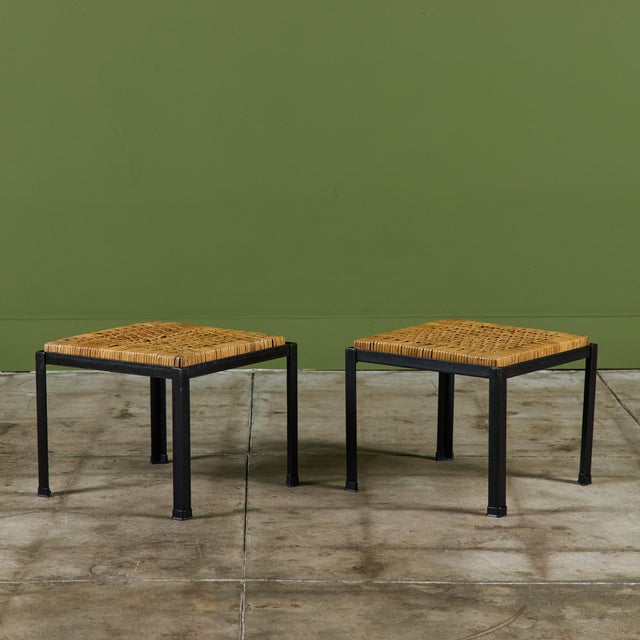 Brown Pair of Danny Ho Fong Cane Stools For Sale - Image 8 of 12