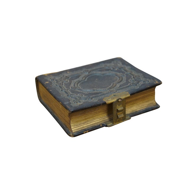 Victorian Antique Hidden Secret Embossed Leather Book Storage Compartment Box Album 5" For Sale - Image 3 of 14