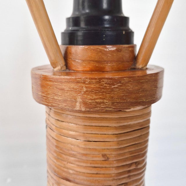 Vintage Table Lamps in Rattan and Beech, 1960s, Set of 2 For Sale - Image 12 of 14