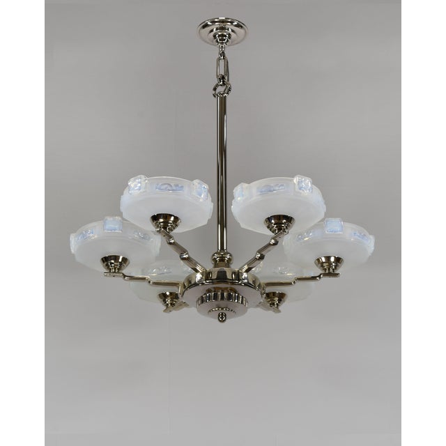 Art Deco French Art Deco Chandelier by J. Gauthier Ezan & H. Renon 1930s France - 2 Available For Sale - Image 3 of 15