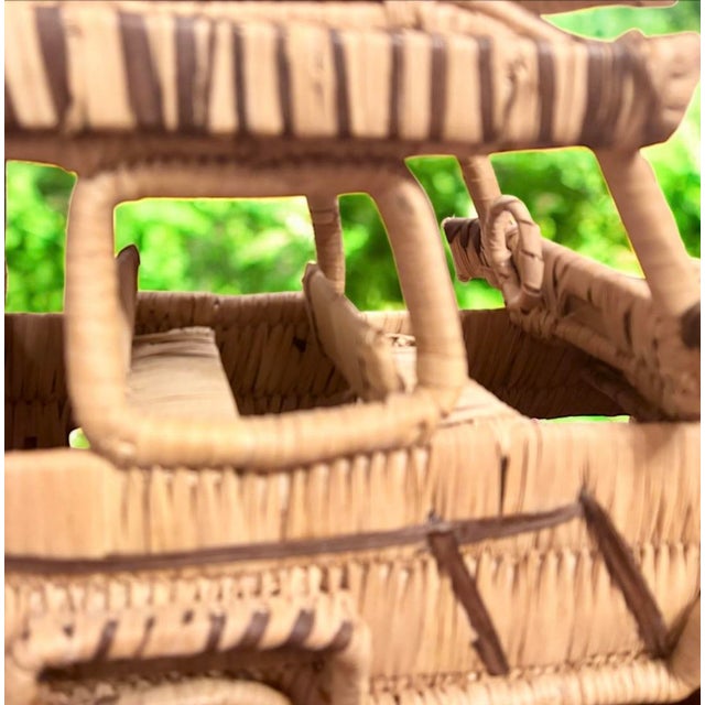 2000 - 2009 Large Vintage Rattan Jeep Handmade Rare Land Rover Car & Tailor Detail Woven Decor For Sale - Image 5 of 12