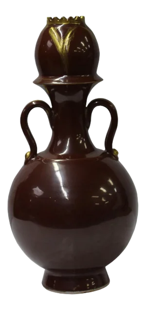 Chinese Ware Blood Brown Glaze Ceramic Jar Vase Display Art