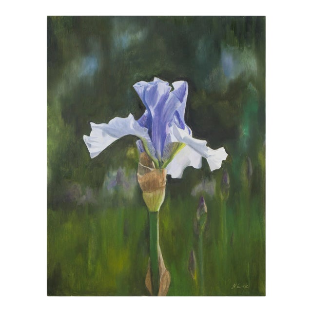 Spetchley Blue Iris, Still Life Oil For Sale