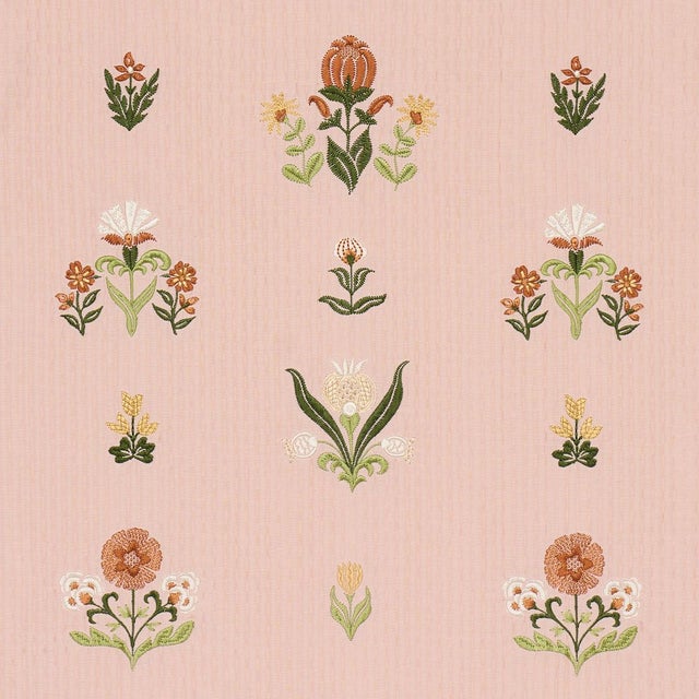 SAMPLE - Schumacher Elmslie Embroidery Fabric In Petal For Sale