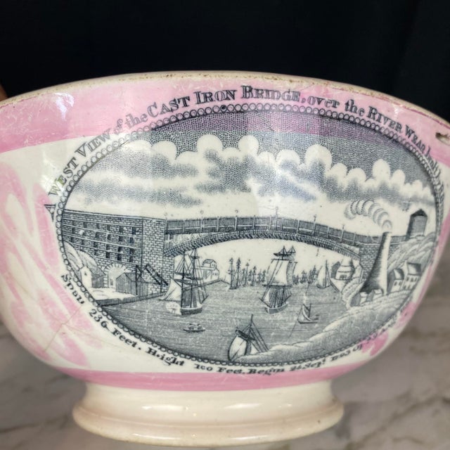 Ceramic 19th Century British Pink Sunderland Lustreware Maritime Punch Bowl For Sale - Image 7 of 14