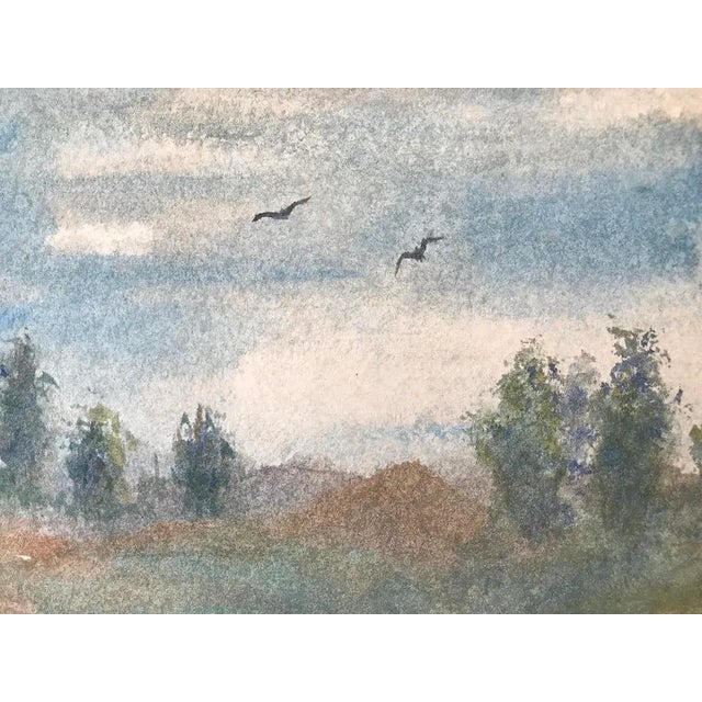 Vintage Original Impressionist Watercolor Landscape Painting Circa 1950 For Sale In New York - Image 6 of 9