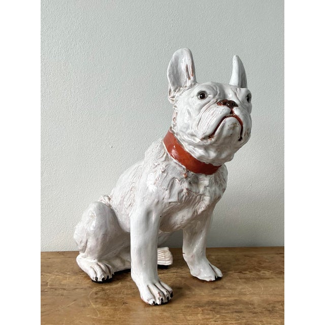 Vintage Regency Italian Glazed Ceramic Bull Dog For Sale - Image 4 of 9