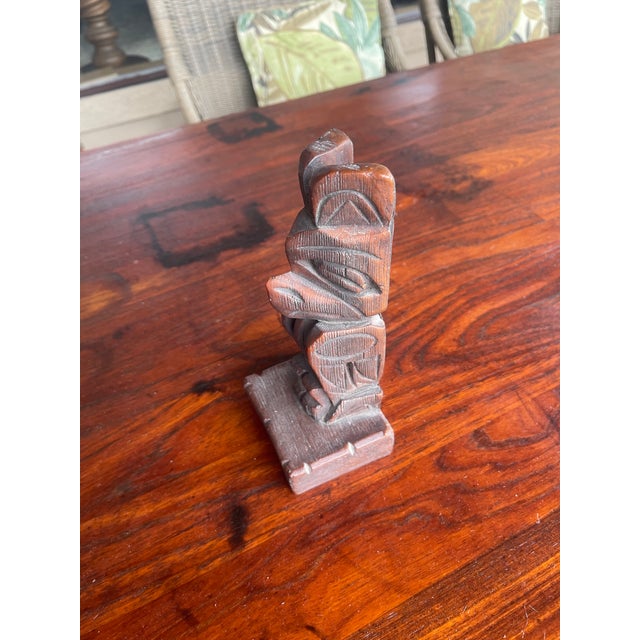 Native American 1980s Folk Art Hand Carved Wood Alaska Creed Totem Pole - 8"h For Sale - Image 3 of 5
