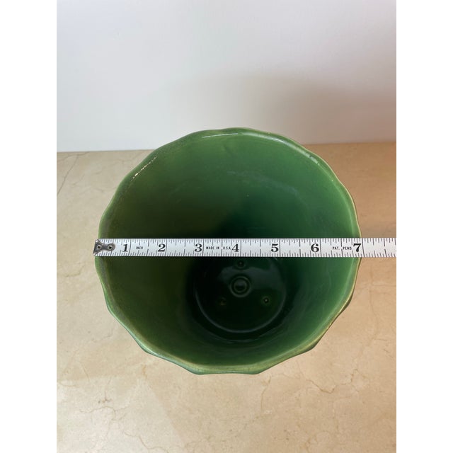 Mid 20th Century Vintage Bauer Pottery Swirl #6 Green Planter, Los Angeles For Sale - Image 5 of 7