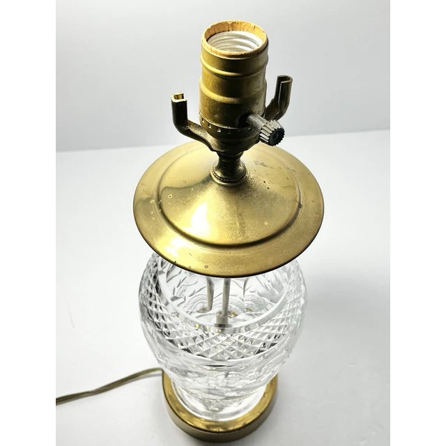 Contemporary 1980s Waterford Crystal & Brass Electric Small Table Lamp For Sale - Image 3 of 11