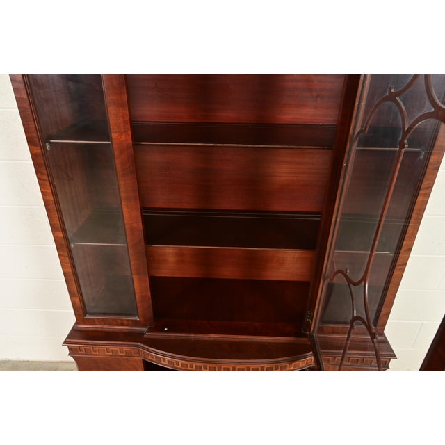Romweber Antique Georgian Flame Mahogany Breakfront Bookcase Cabinet, Circa 1920s For Sale - Image 9 of 13