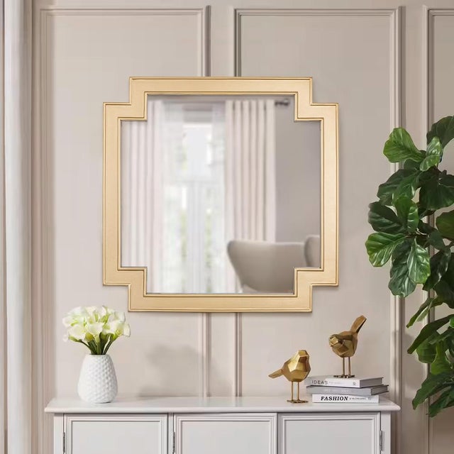 Modern Pasargad Home Ephrya Geometric Gold Wall Mirror, 31.5" For Sale - Image 3 of 8