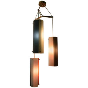 Three-Light Tubular Glass Cascading Form Chandelier