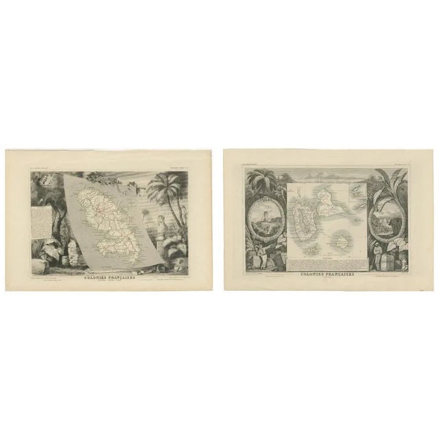 Mid 19th Century French Maps of Martinique and Guadeloupe, 1852, Set of 2 For Sale - Image 5 of 5