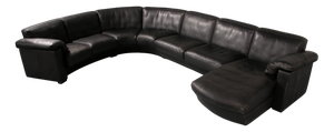 Modular Leather Sofa in Black from de Sede, 1980, Set of 7