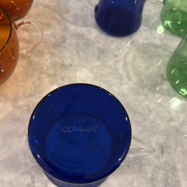 Cepriani Set of Multicolored Glass Coffee/Tea Cups For Sale - Image 4 of 4