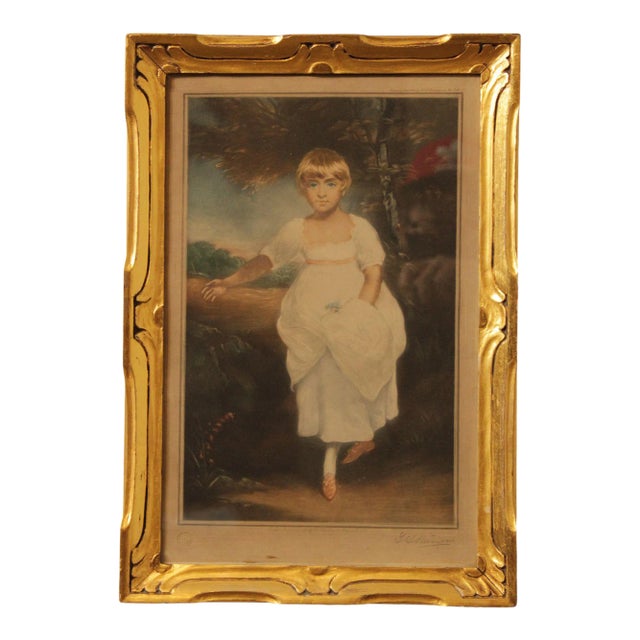 Antique Mezzotint Portrait of Young Girl For Sale